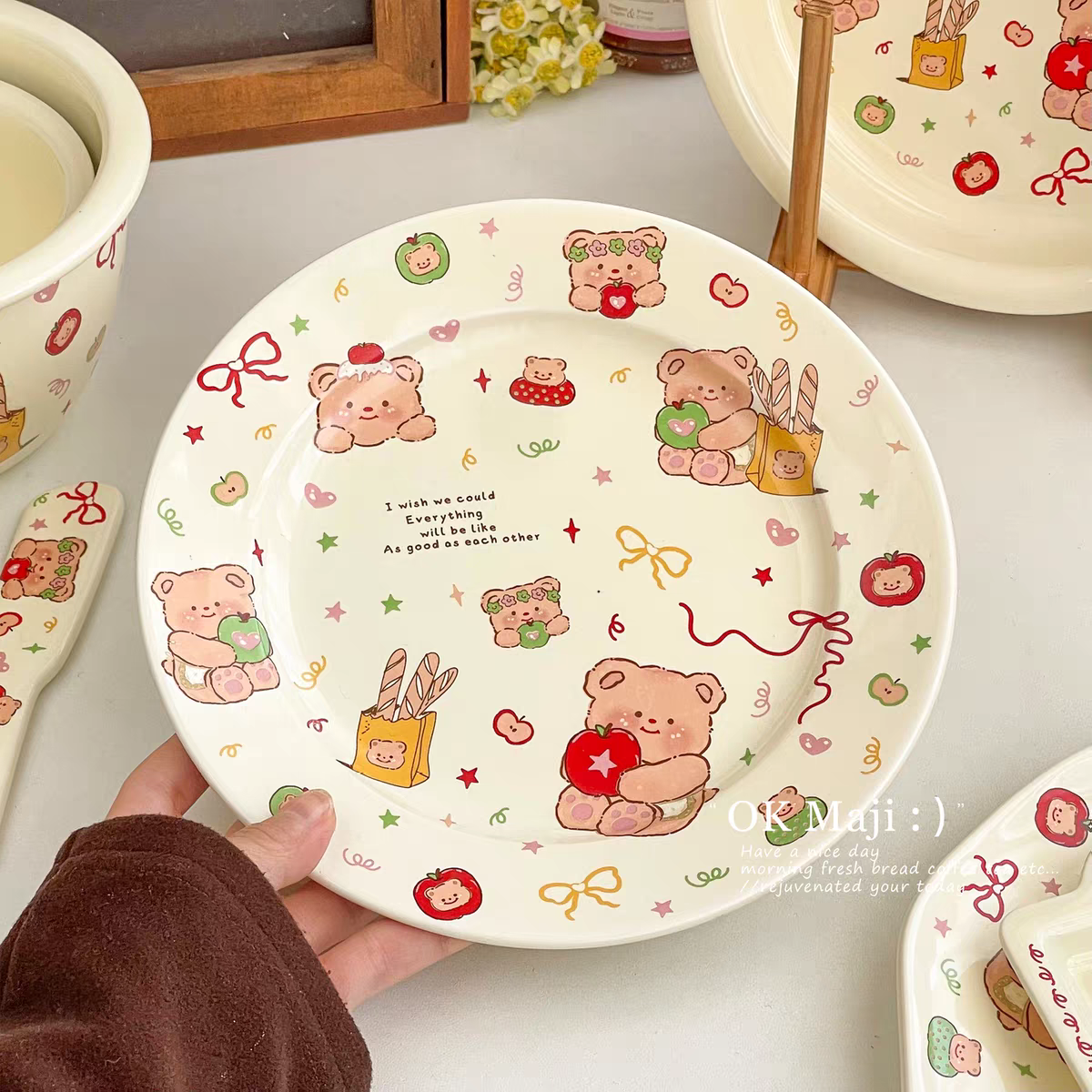 Kawaii Illustration Printed Plate + Butter Knife