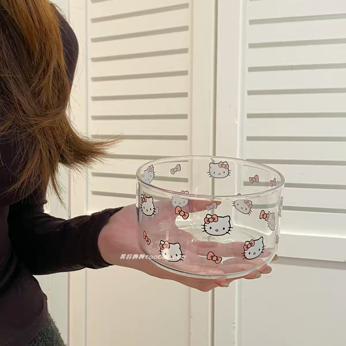 Kitty Glass Snacks Cup - Pink Bow