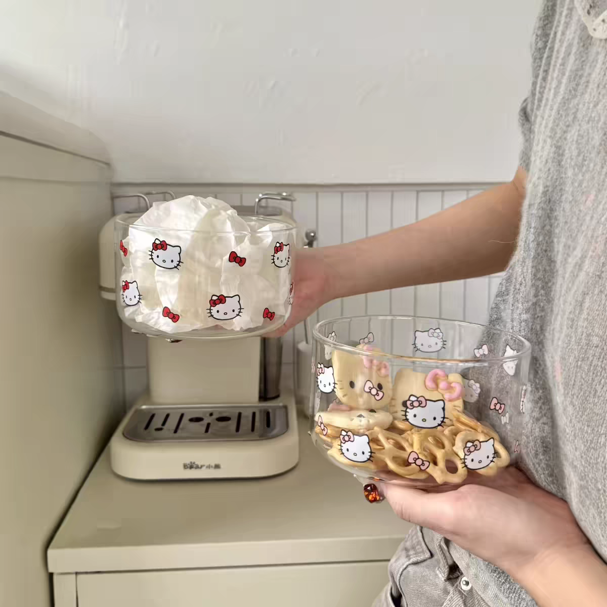 Kitty Glass Snacks Cup - Pink Bow