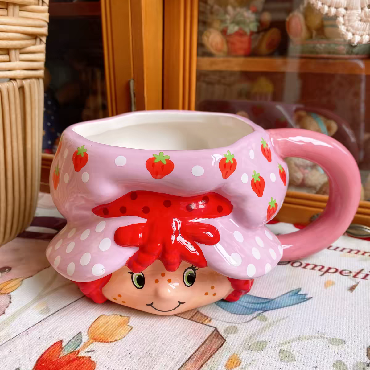Strawberry Shortcake Handmade Hand-Painted Ceramic Cup - Rare