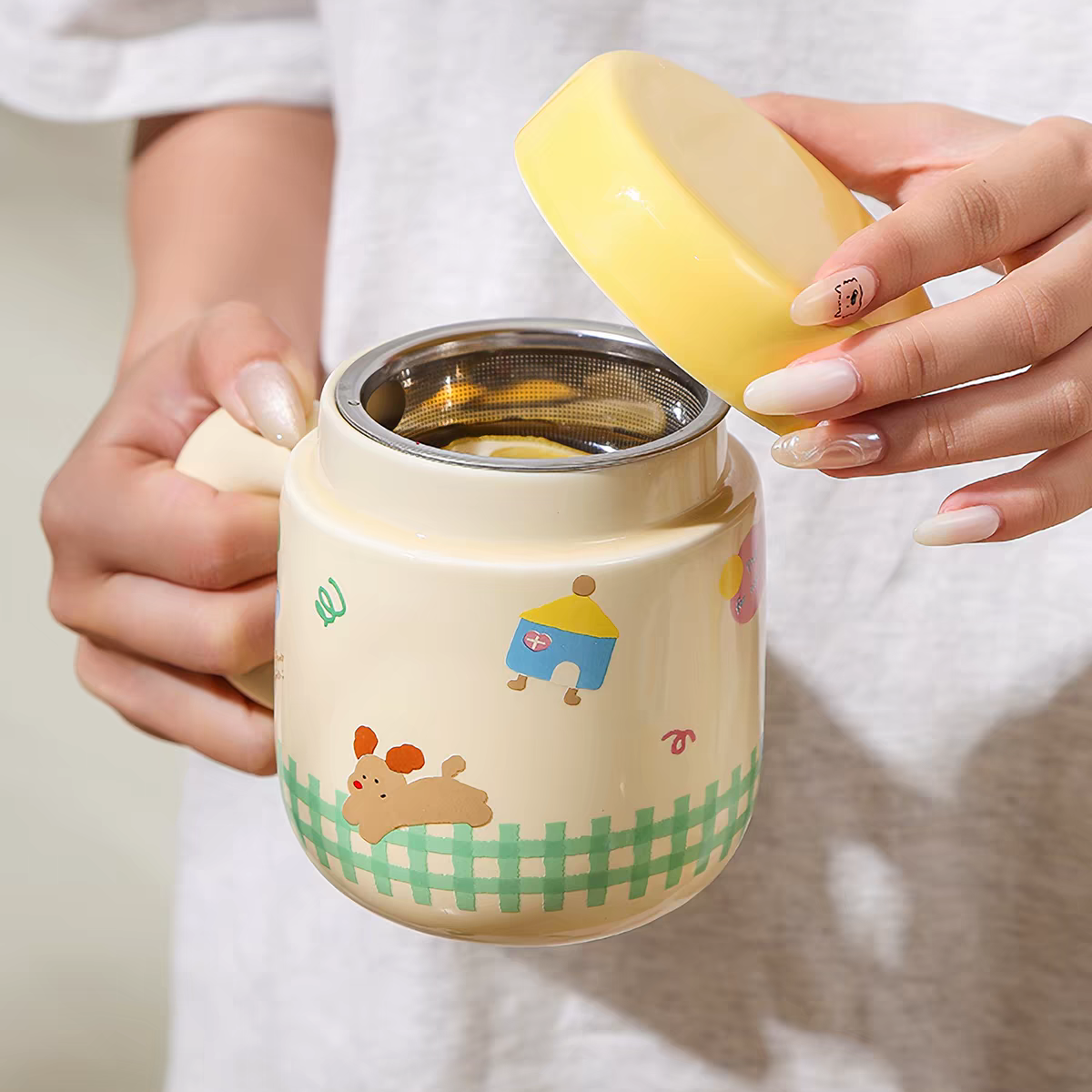 Happy Puppy Ceramic Infuser Ceramic Mug