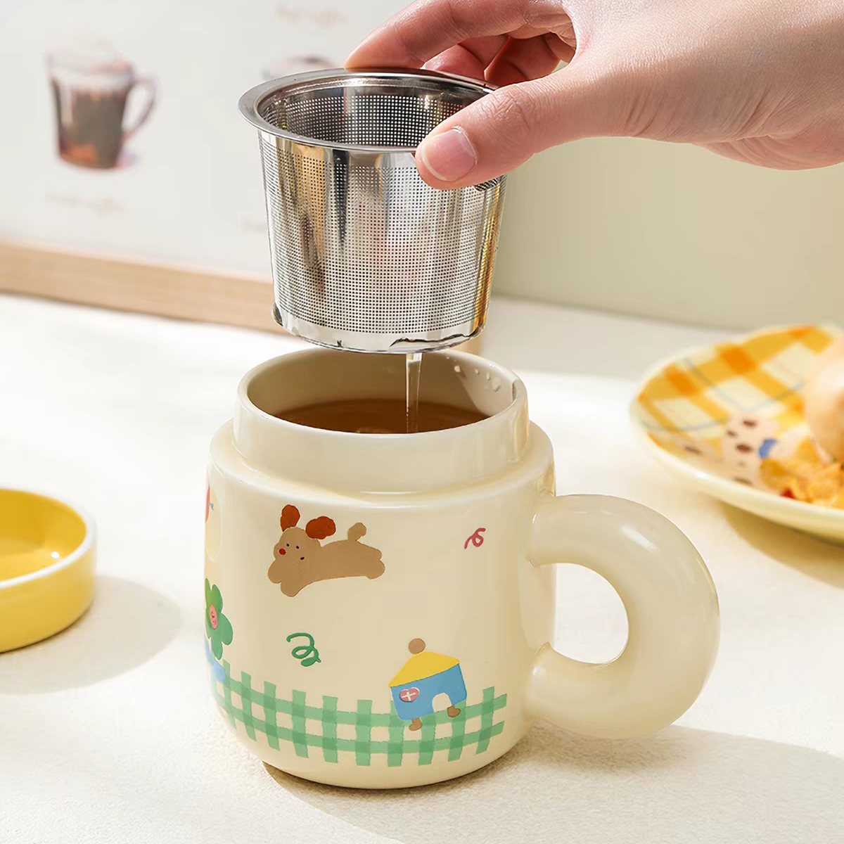 Happy Puppy Ceramic Infuser Ceramic Mug
