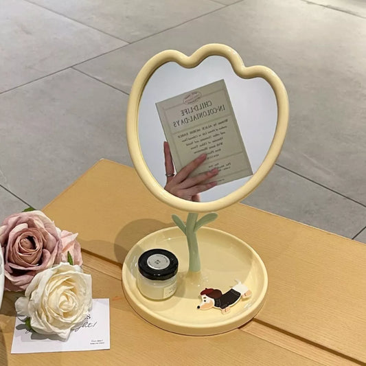 Cute Tulip Shaped Portable Stand Mirror - Yellow