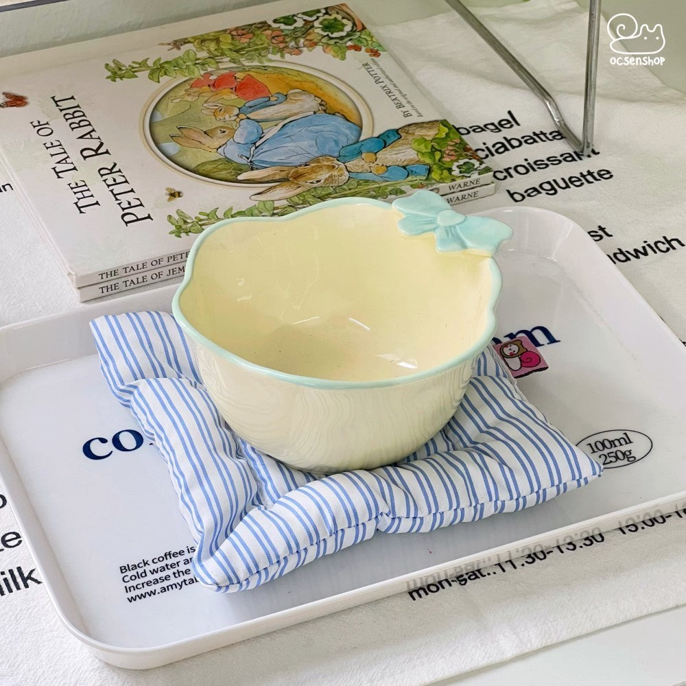 Ceramic Bow Snack Bowl - Pink