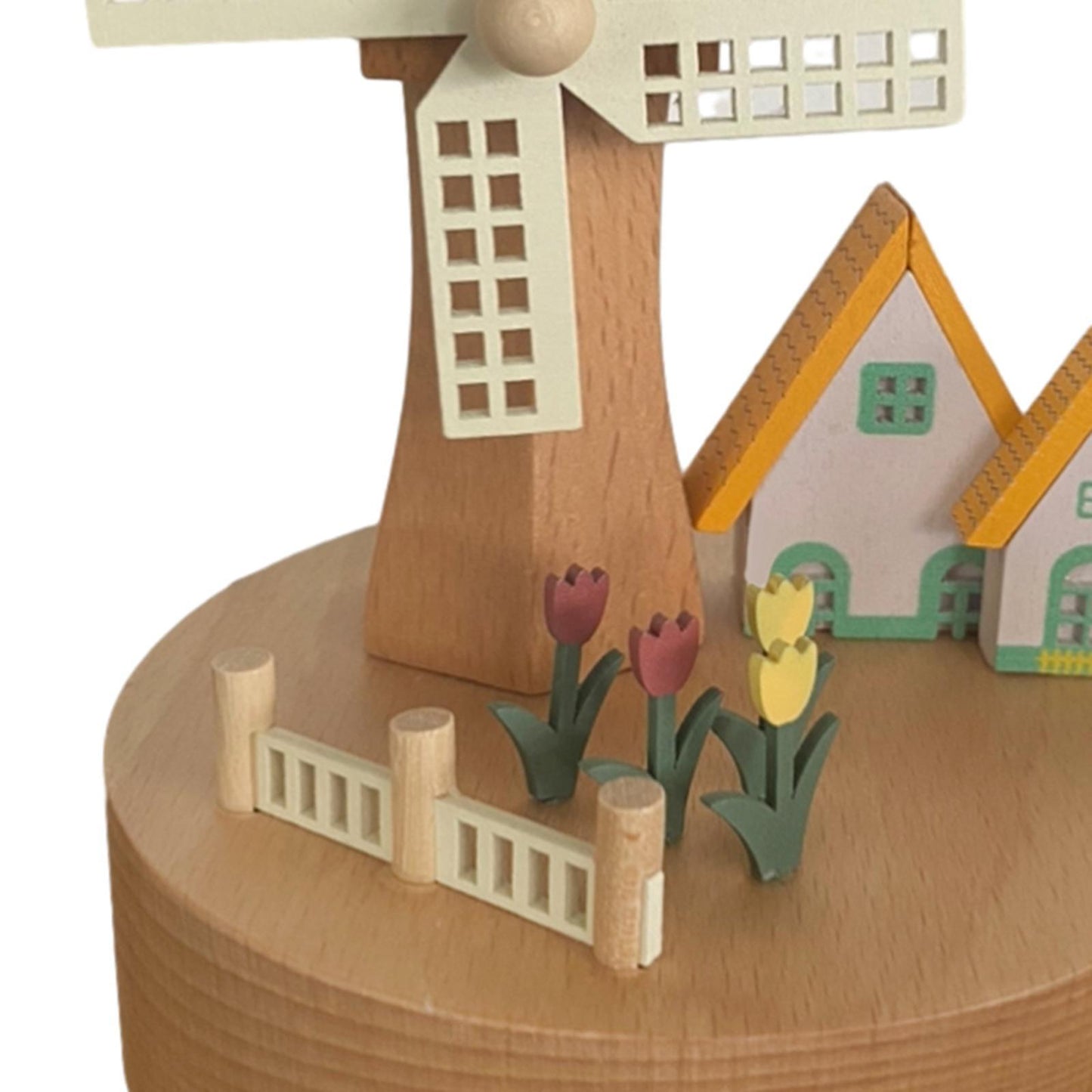 Rotating Windmill Wooden Music Box